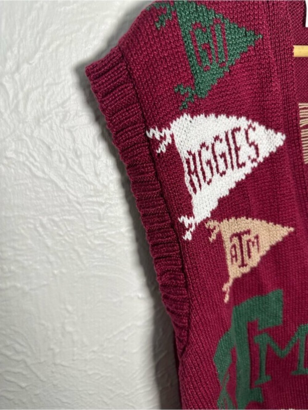 Texas A&M Aggies Vested Interests Medium 100% Cotton Graphic Sweater Vest - Picture 2 of 4